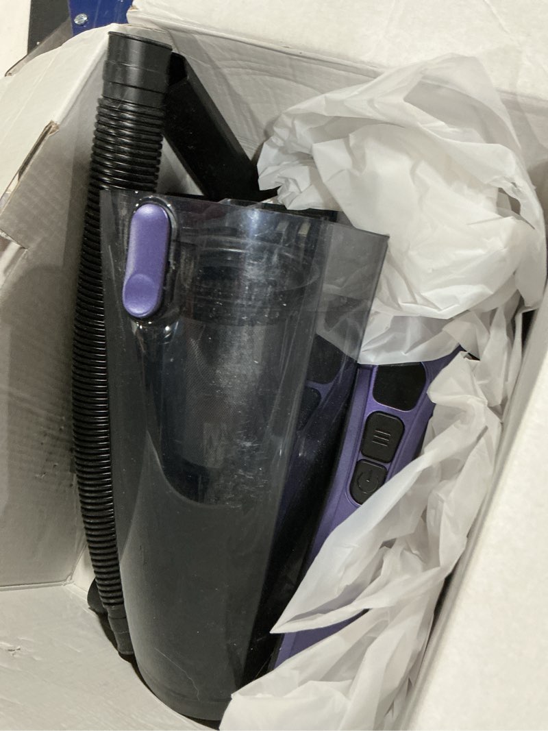 Condition photo showing As Is for SIMILAR TO Pet Hair Handheld Vacuum Cordless: 20000PA High Power Car Vacuum with Motorized Brush and LED Light, Rechargeable Hand Held Vacuum Cleaner with Reusable Filter for Car, Home, Office & Pet, Purple