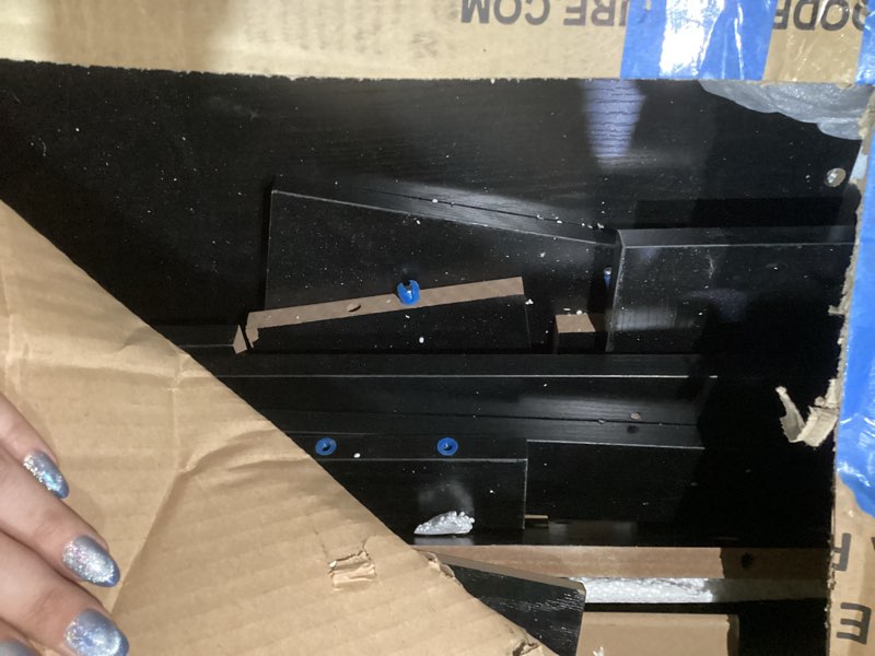 Condition photo showing Good Condition for Plank+Beam Grand Console Table, 66 Inch Modern Solid Wood Sofa Table, Narrow Entryway Table for Hallway, Behind The Couch, Living Room, Foyer, Black Wirebrush Black Wirebrush 66 Inch Table