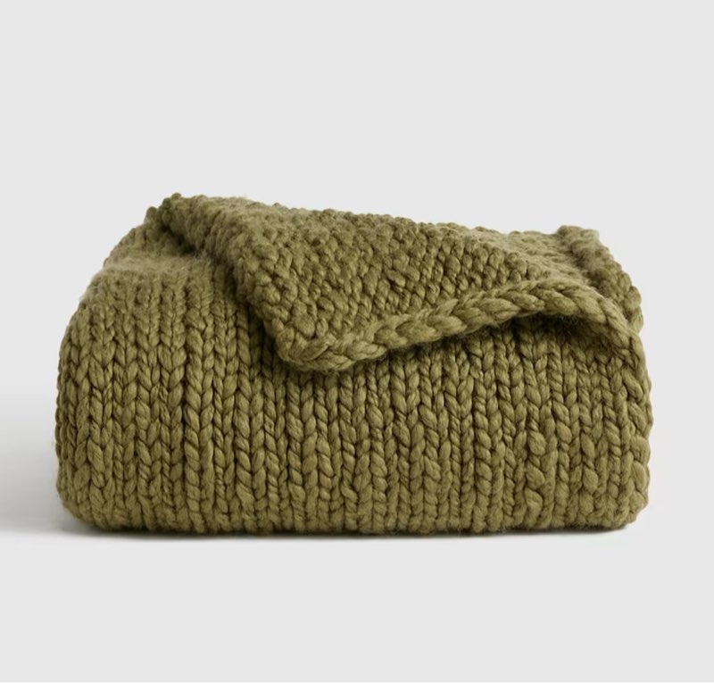 chunky hand knit wool throw