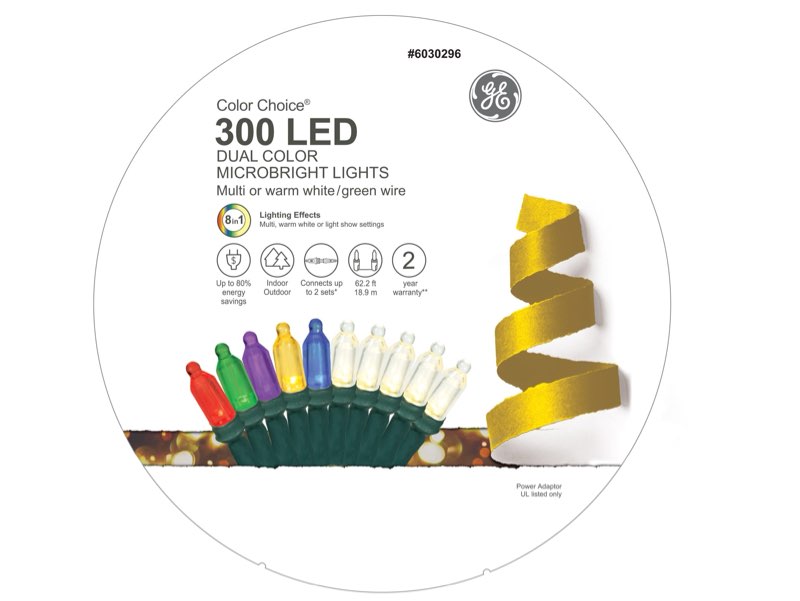 GE Color Choice 300 -Count 62.2-ft Multi-function White/Multicolor LED