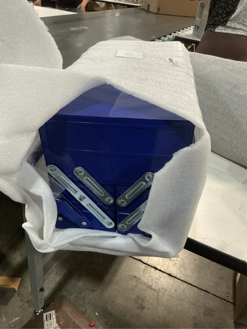 Condition photo showing Good Condition for Metal Cantilever Tool Box, 3-Tier 5 Tray Fold Out Steel Tool Box with Handle, 18 inch Stack-able Portable Tool Storage Box Organizers Tool Chest for Household Factory Warehouse Repair Shop 3tier tool box-18inch