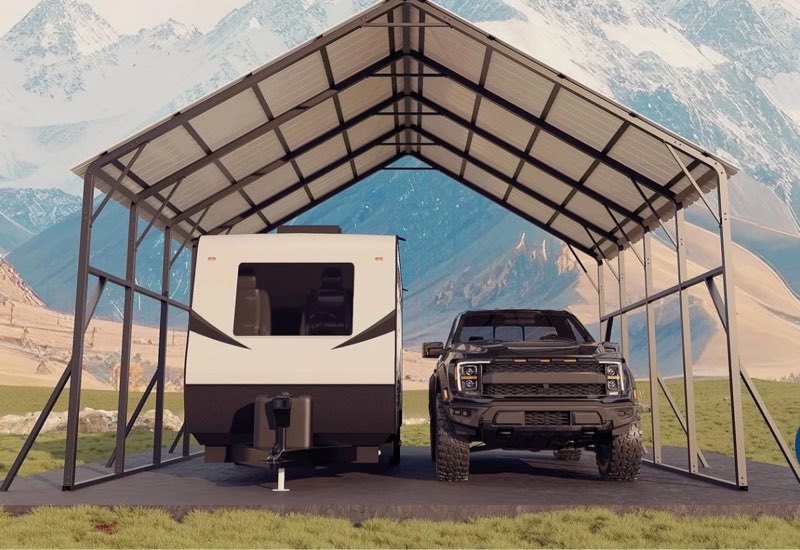 Garvee Heavy-Duty 20x20 ft Metal Carport Garage –(may be missing boxes- only have boxes A through G