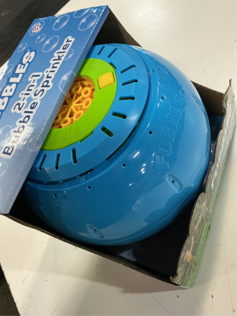Condition photo showing Good Condition for little kids inc. fubbles 2 in 1 bubble sprinkler with premium solution
