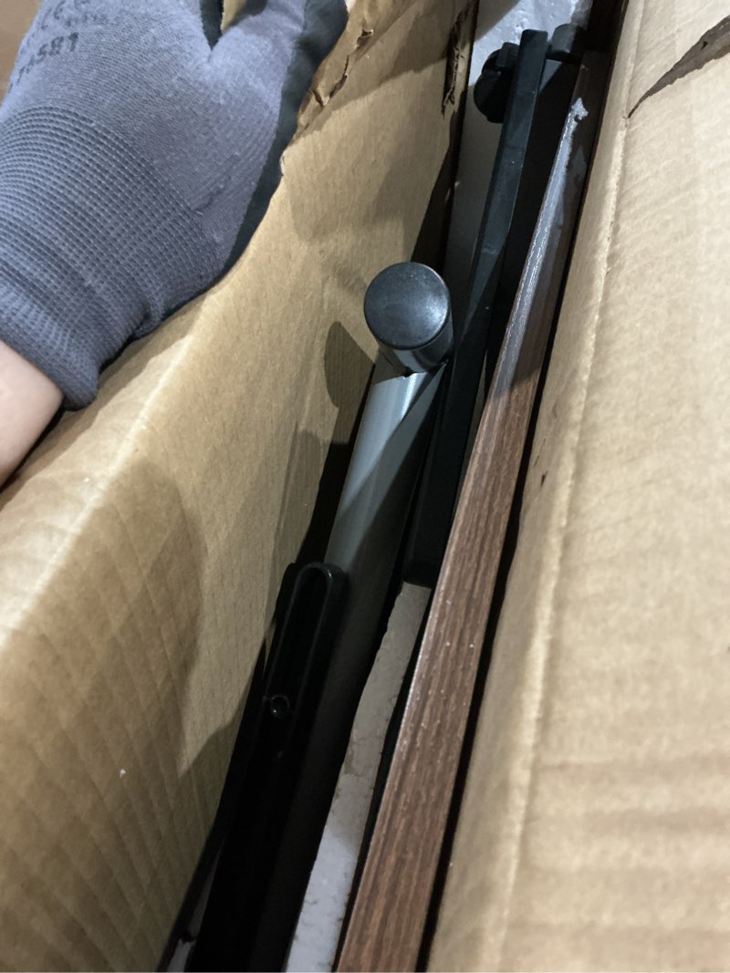 Condition photo showing As Is for laptop lap desk, mobile adjustable overbed bedside table with wheels, portable standing bed desk, rolling lapdesk lap desks for adults with casters& mouse pad light walnut