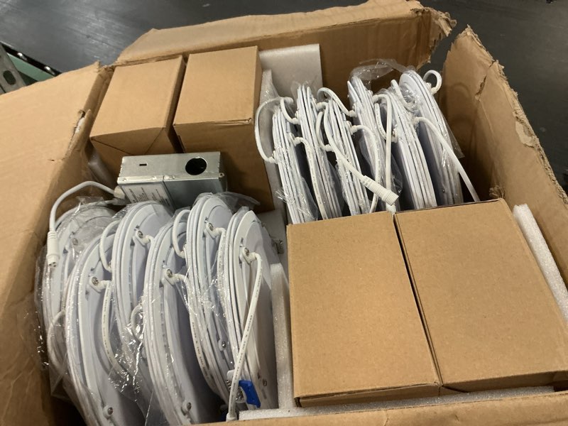 Condition photo showing Good Condition for ensenior 24 pack 8 inch led recessed ceiling light, dimmable, 2700k-5000k 5cct, 1600lm 18w 120v, high brightness dimmable canless wafer downlight - etl&fcc&ic 8 inch 5000k/4000k/3500k/3000k/2700k - 5cct white