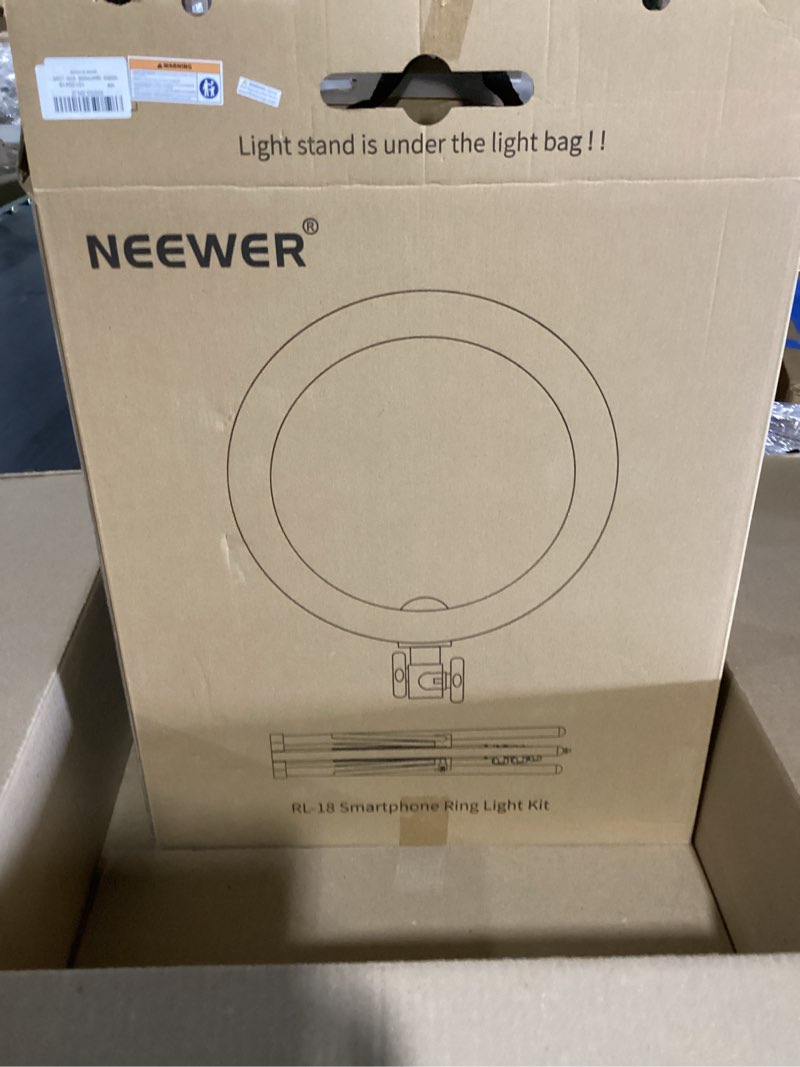 Condition photo showing Good Condition for neewer ring light 18inch kit: 55w 5600k professional led with stand and phone holder, soft tube & bag for tattoo lash extension barber makeup artist studio video photography lighting, rl-18 rl-18 w/stand, phone holder, soft tube