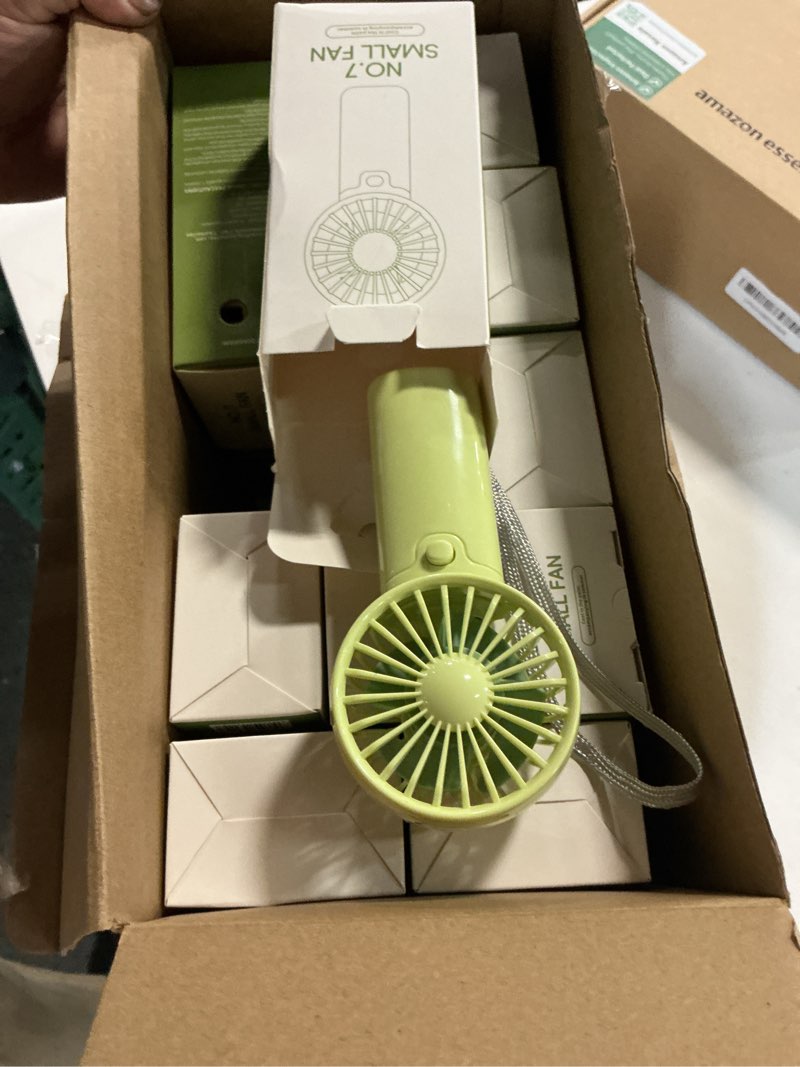 Condition photo showing Good Condition for rossesay 30 pcs mini portable fan handheld battery operated portable small personal fans for summer travel beach indoor outdoor cooling gift (green,pink,white) 30 green, pink, white