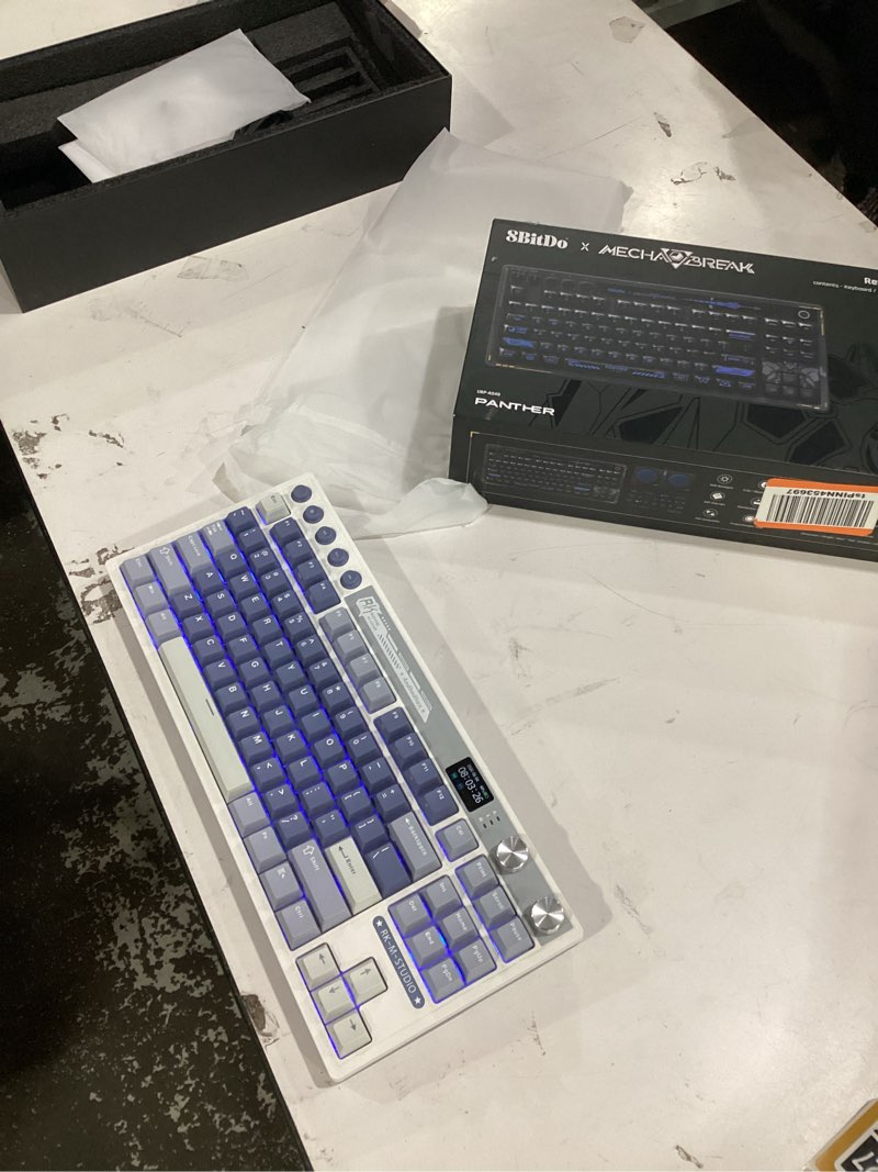 Condition photo showing As Is for 8bitdo retro 87 mechanical keyboard with hot-swappable kailh switches, rgb backlight, programmable buttons, wireless 2.4g/bluetooth/usb-c for windows and android - mecha break: panther