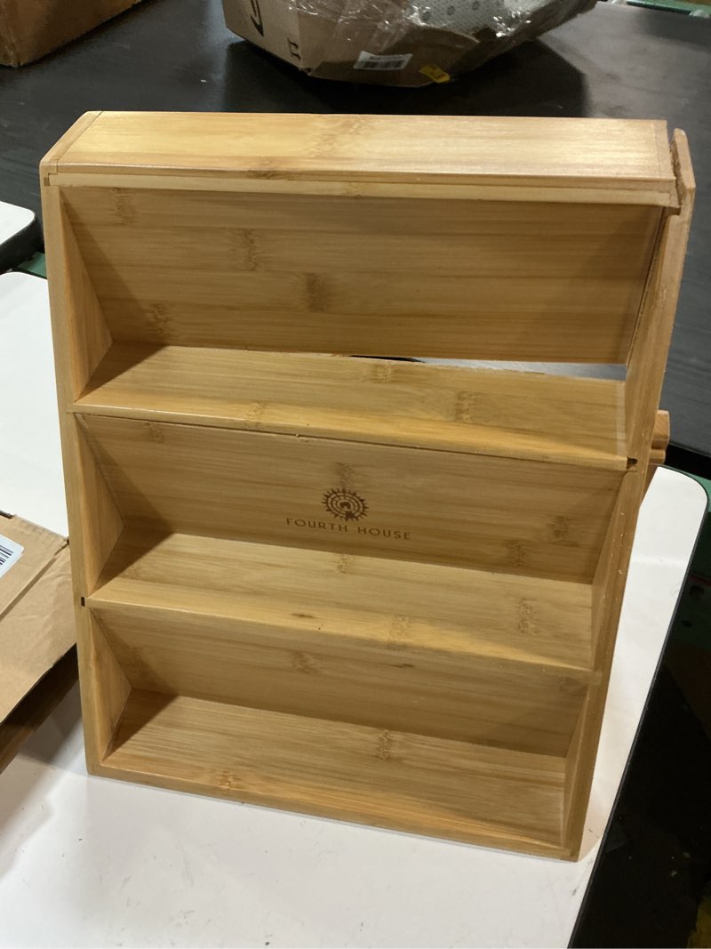 Condition photo showing As Is for Fourth House Bamboo Spice Rack for Drawer or Countertop - Spice Organizer Holder for Kitchen Spices
