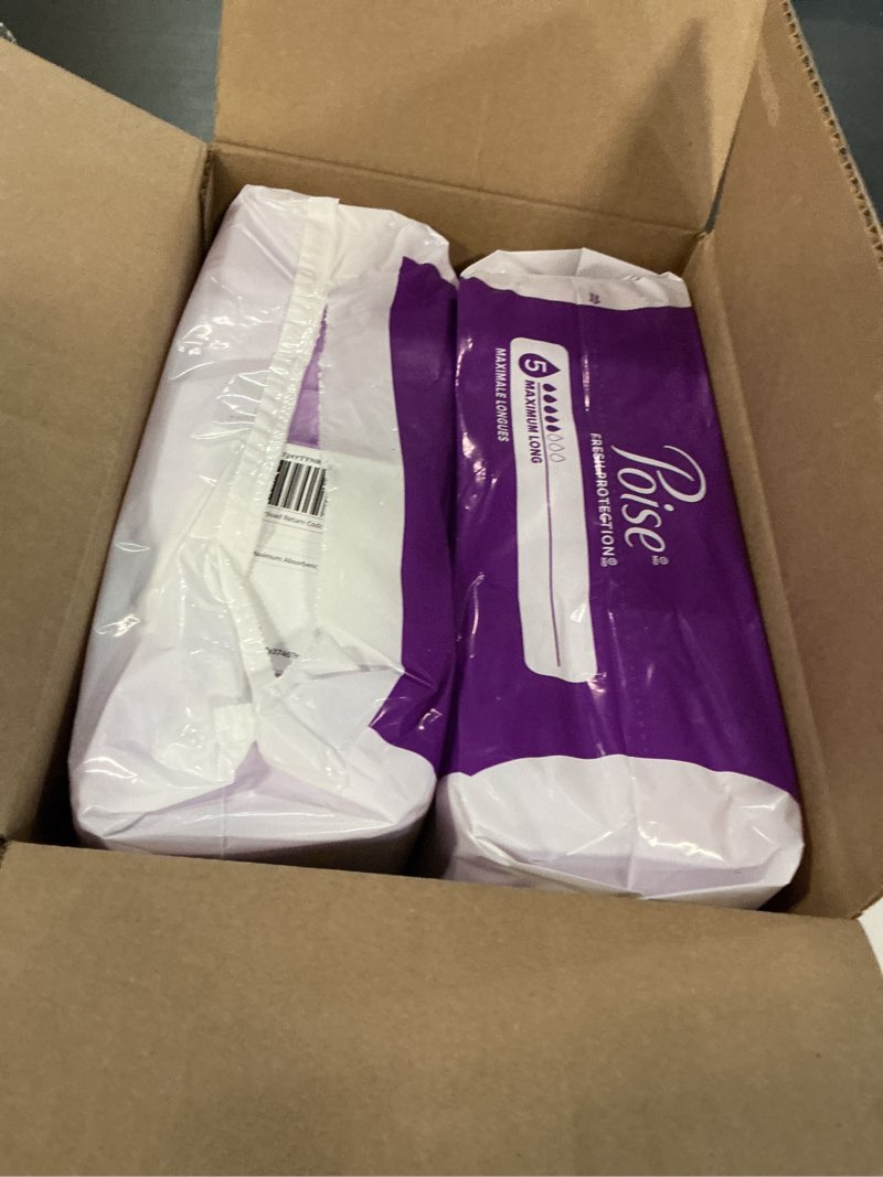 Condition photo showing Good Condition for poise incontinence & postpartum pads for bladder leaks, 5 drop maximum absorbency, long length, 84 count, packaging may vary long 84