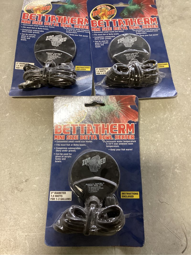 Condition photo showing New/Like New for (Pack Of 3) Zoo Med BettaTherm Mini Size Betta Bowl Heater  7.5 Watts