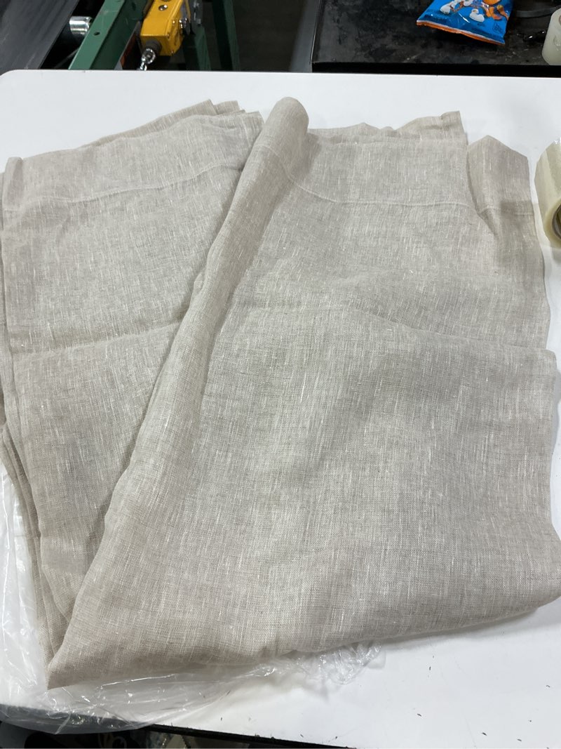 Condition photo showing Good Condition for european linen sheer curtain set (set of 2), 48x96, flax