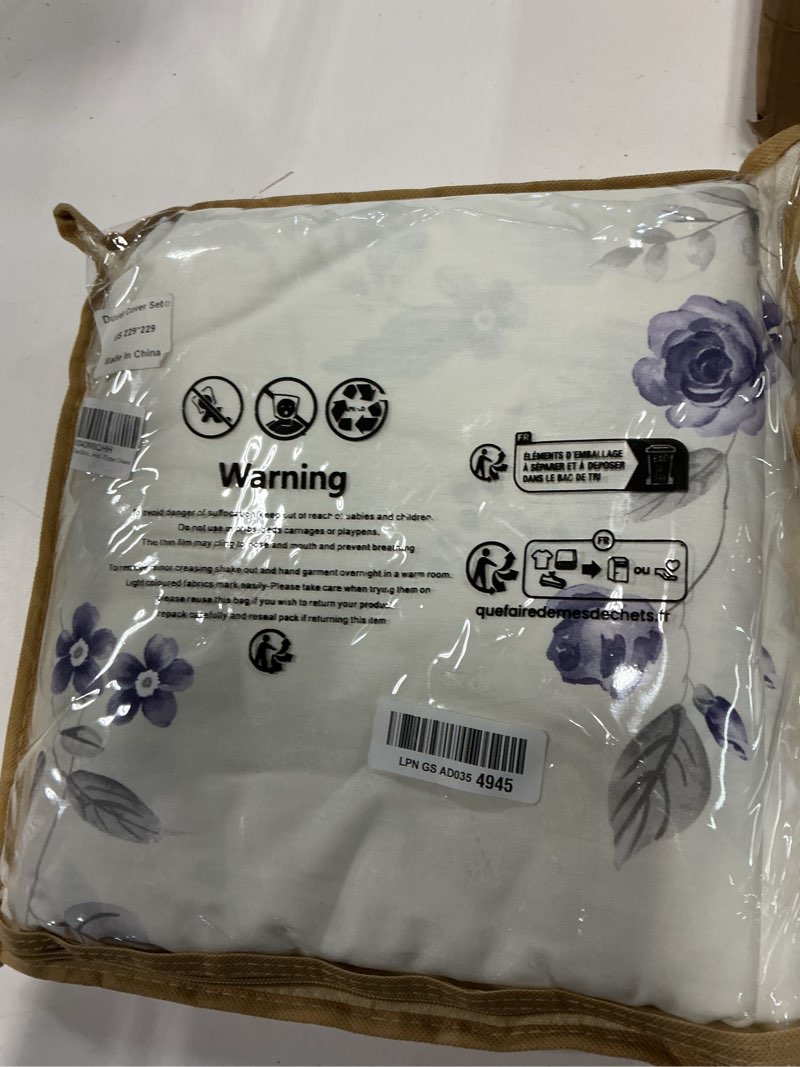 Condition photo showing Good Condition for queen duvet cover set – 100% nature cotton botanical floral bedding on white, 3-piece breathable & soft cottagecore comforter cover set with zipper closure floral queen