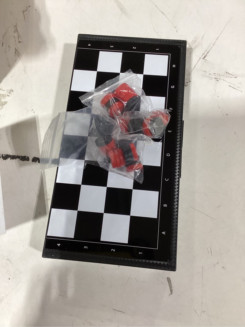 Condition photo showing As Is for Magnetic Checkers Board Game and Magnetic Checker Pieces, 9.8 x 9.8 inches Mini Portable Travel Set