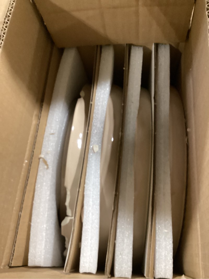 Condition photo showing As Is for famiware mars plates and bowls set, 12 pieces dinnerware sets, dishes set for 4, cinnamon brown cinnamon brown set(12pcs)