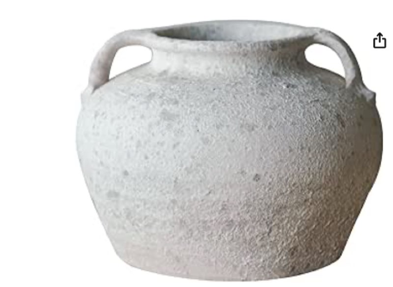 Rustic Terracotta Handle Flower Vase, Height 16.5cm/6.49in Vintage Clay Vases Farmhouse Decor, for Living Room Entryway Table Centerpiece Decor