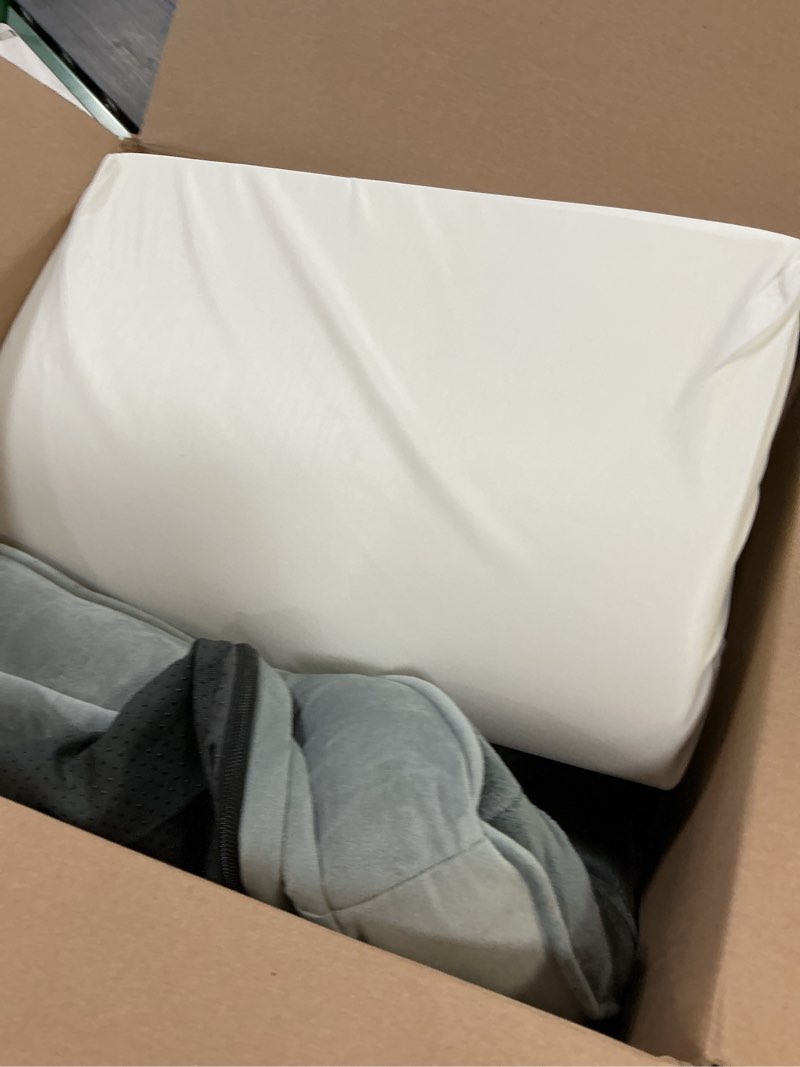 Condition photo showing As Is for Bedsure Orthopedic Dog Beds for Small Dogs - Washable Small Dog Cat Bed Waterproof, Comfort Pet Couch Sofa with Washable Removable Cover, Pets Bed with Nonskid Bottom, Grey, 24" 24"L x 18"W x 6"Th Grey