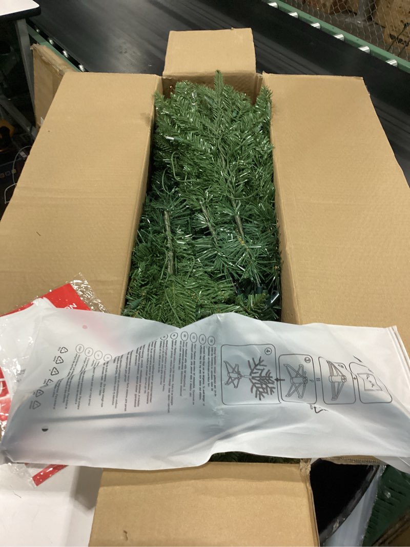 Condition photo showing New/Like New for treepool 5ft pre-lit artificial christmas tree with 1032 pe&pvc mixed branch tips, 300 warm white lights, hinged premium spruce fake xmas trees, green, foldable base vfp50tp-1032t-300l 5ft