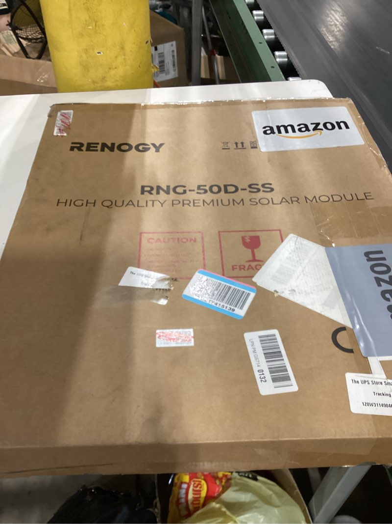 Condition photo showing New/Like New for renogy solar panel 50 watt 12 volt, high-efficiency 50w solar panel monocrystalline pv module power charger for rv marine rooftop farm battery and other off-grid applications 50 w monocrystalline solar panel
