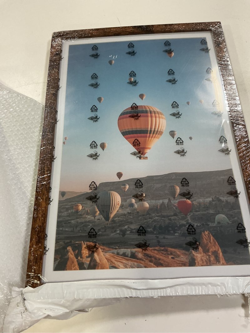 Condition photo showing New/Like New for wood 12x18 picture frame with 11x17 mat, display 11x17 with mat or 12x18 without mat, wood 12 by 18 photo frame, 12 x 18 frame for wall hanging display, deep brown 1 12x18 inch