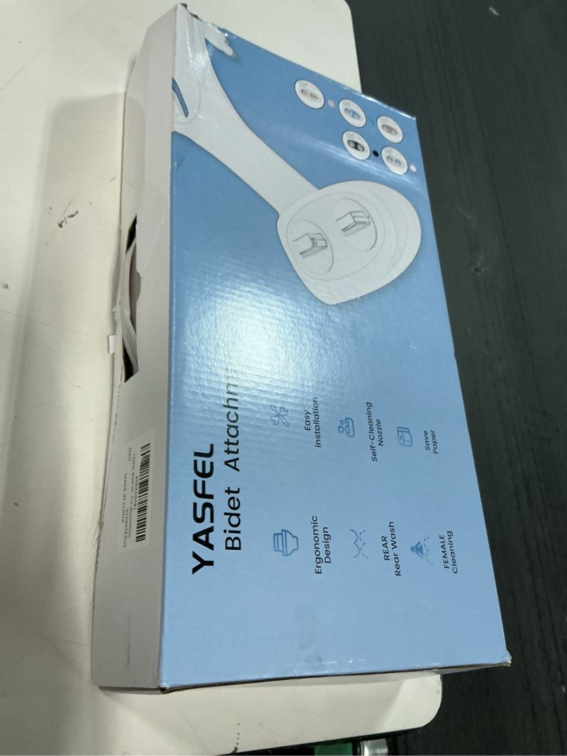 Condition photo showing New/Like New for YASFEL Bidet Attachment for Toilet, Non-Electric Self-Cleaning Bidet Seat Attachment, Fresh Cold Bidet Attachment for Feminine/Posterior Wash, with Adjustable Pressure Control (Blue/White) Blue White