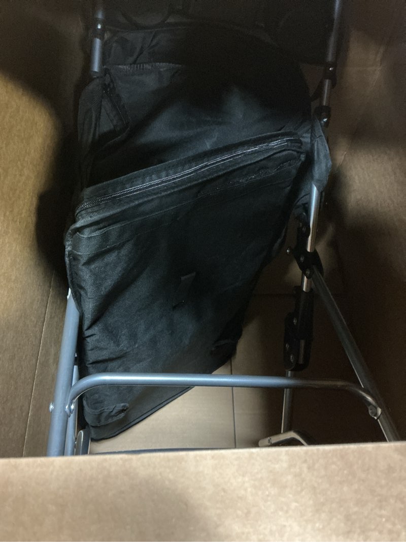 Condition photo showing As Is for Smug 3 Wheels Pet Stroller, Cats and Dog Strollers with Storage Basket and Cup Holder, Breathable Mesh, Lightweight Travel Carrier, Waterproof and Foldable for Small Pets Outdoor Walk, Black