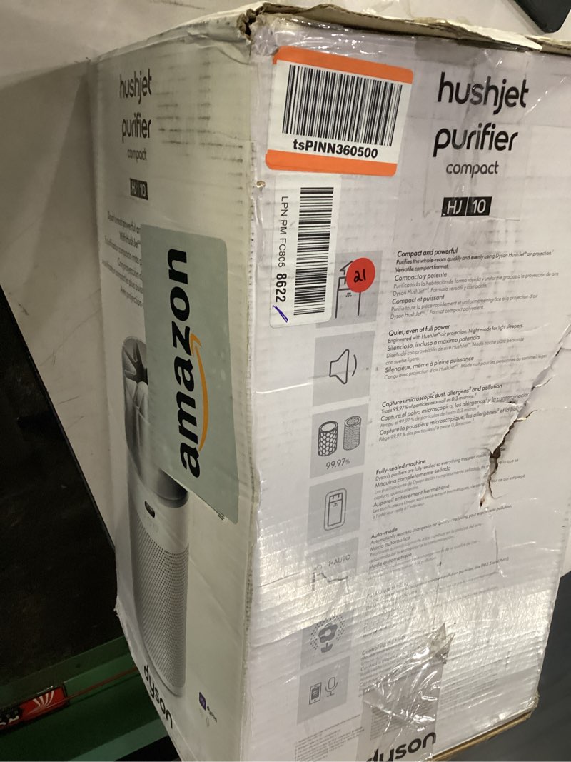 Condition photo showing As Is for dyson hushjet compact purifier, engineered for powerful, whisper-quiet, whole-room air purification, homes with pets, allergies, fully-sealed filtration, 5-year no change filter (white/silver)
