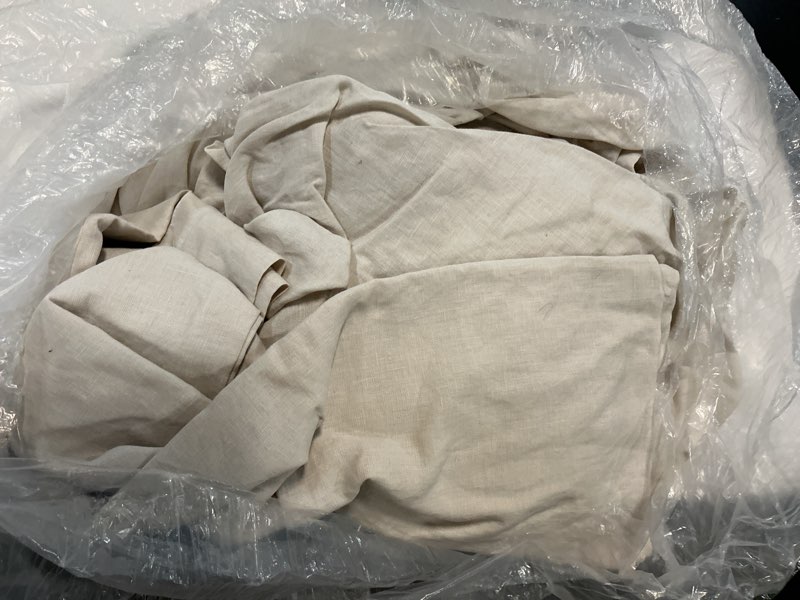 Condition photo showing As Is for quince european linen fitted sheet set, full, sand
