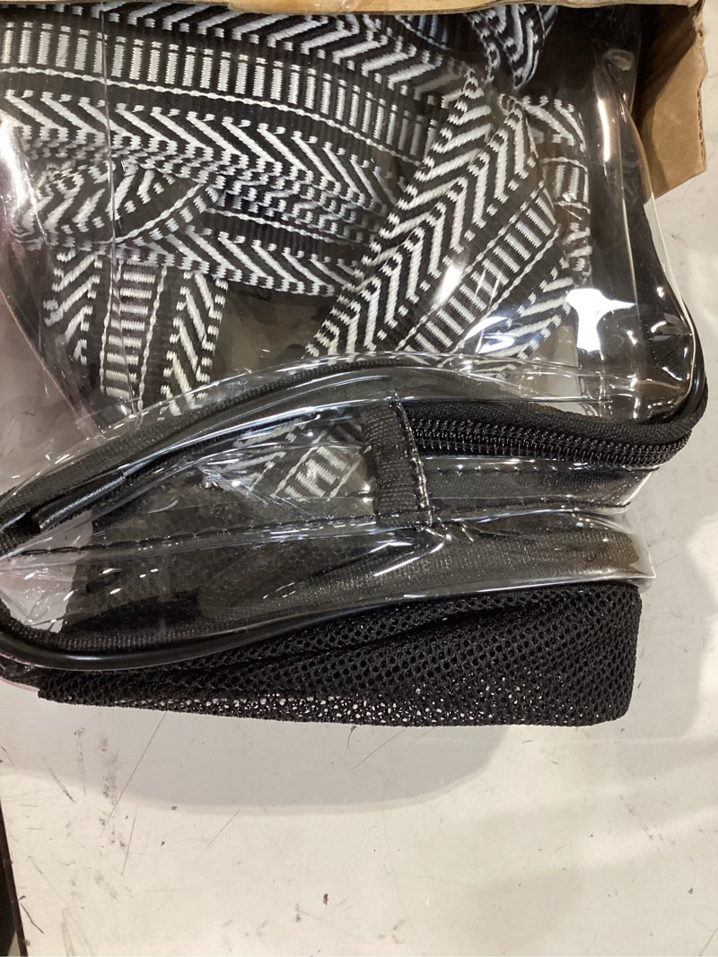 Condition photo showing As Is for lyingflat clear bag for stadium events 12x12x6 small clear backpack stadium approved for festival concert sport events work travel, black guitar black guitar strap