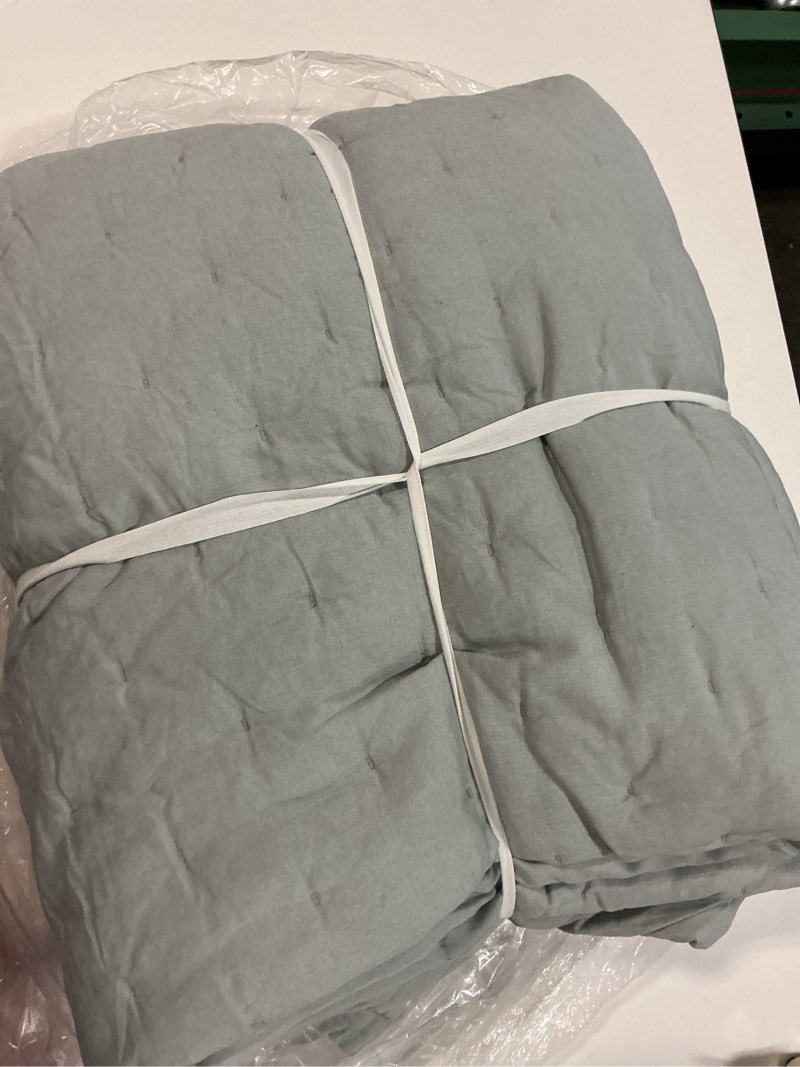 Condition photo showing As Is for european linen dream quilt, king/cal king, mist
