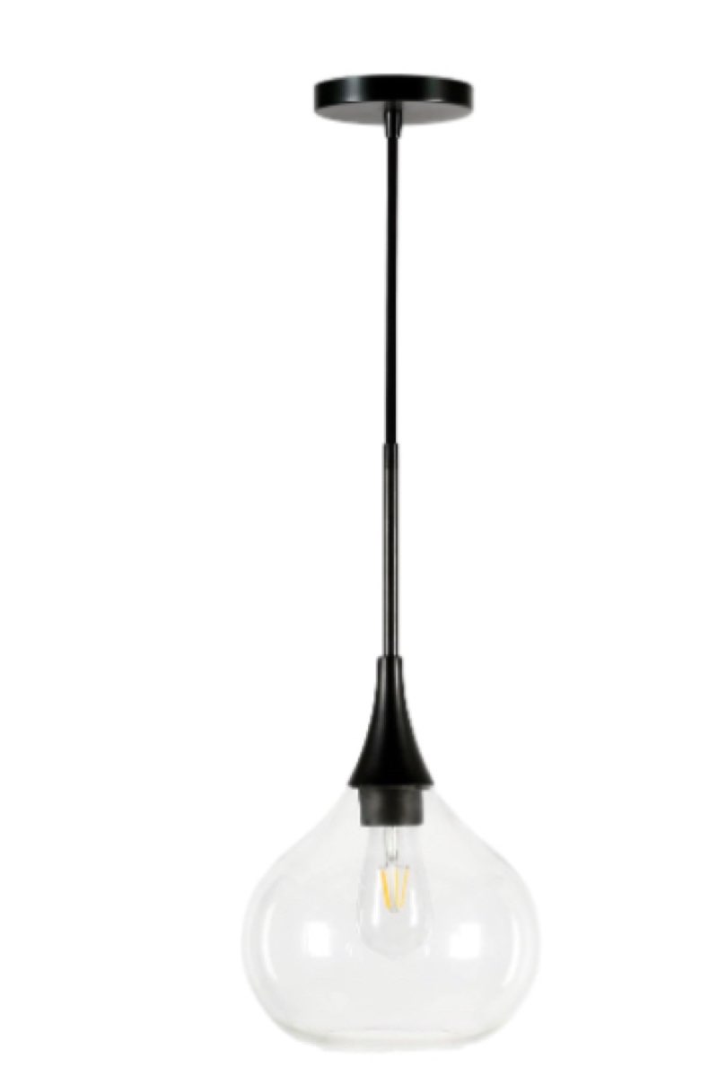 Ida 9.5" Wide Pendant with Glass Shade in Matte Black/Clear