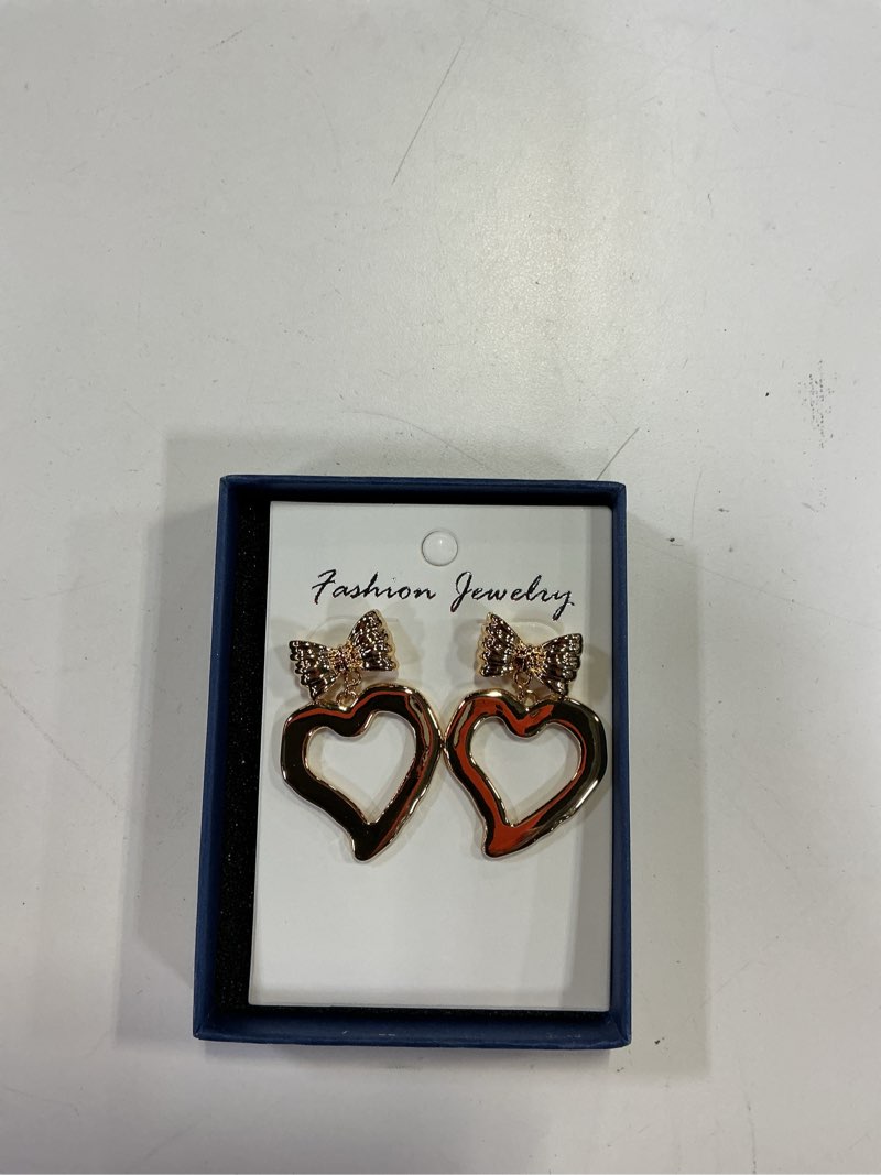 Condition photo showing New/Like New for canevinka 18k gold heart dangle stud earrings  cute bow earrings for women trendy  dainty statement lightweight earrings