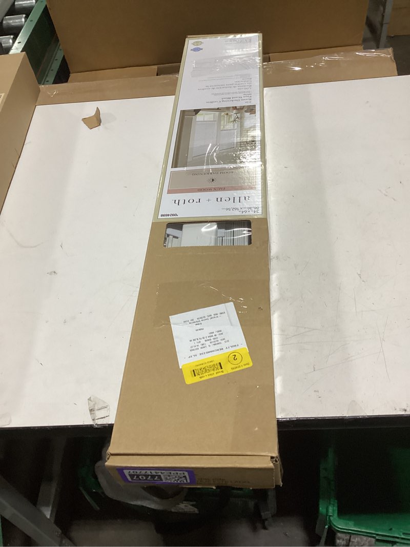 Condition photo showing New/Like New for allen + roth Trim at Home 2-in Slat Width 34-in x 64-in Cordless White Faux Wood Room Darkening