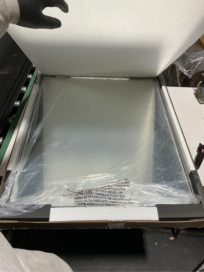 Condition photo showing Good Condition for ANDY STAR Chrome Mirror for Bathroom, 30x36 Metal Frame Wall Mirror with Rounded Corner, Modern Rectangle Bathroom Vanity Mirror with Polish Finish… Chrome 36"L x 30"W