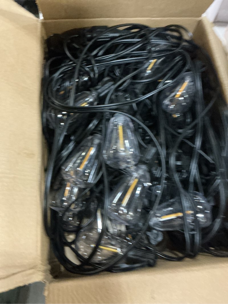 Condition photo showing Good Condition for bliatlus 120ft solar string lights outdoor waterproof with remote control 30+2 shatterproof led st38 bulbs for porch garden market bistro patio backyard fence 120ft 30 sockets st38