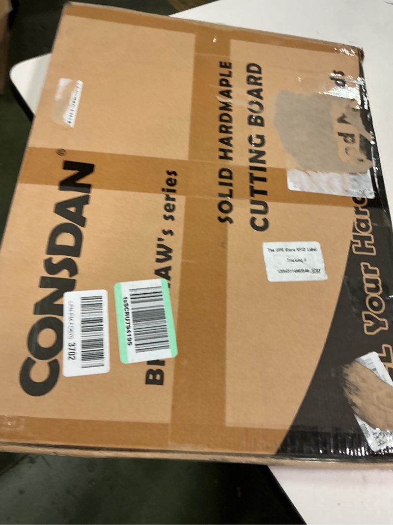 Condition photo showing New/Like New for CONSDAN Wood Cutting Board for Kitchen, USA Grown Hardwood, 20 x 15, Hard Maple with Invisible Inner Handle, Prefinished with Food-Grade Oil, Suitable for Kitchen Edge Grain, 1-1/2" Thick