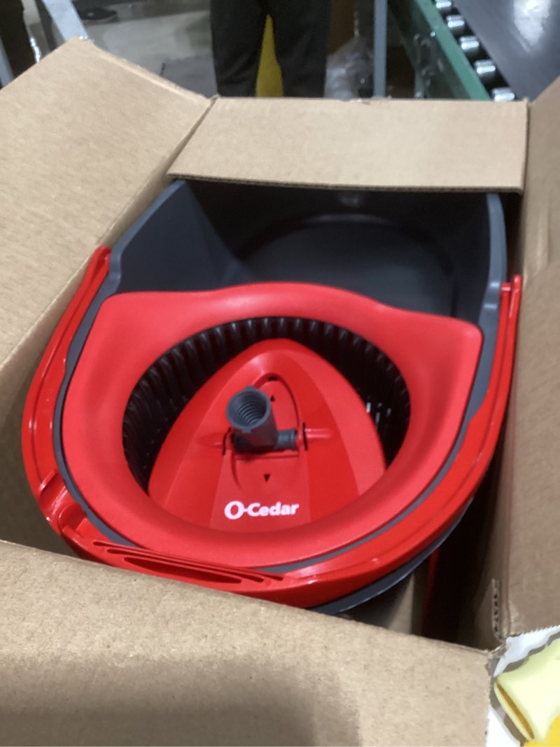 Condition photo showing As Is for O-Cedar EasyWring Microfiber Spin Mop, Bucket Floor Cleaning System, Red, Gray, Standard