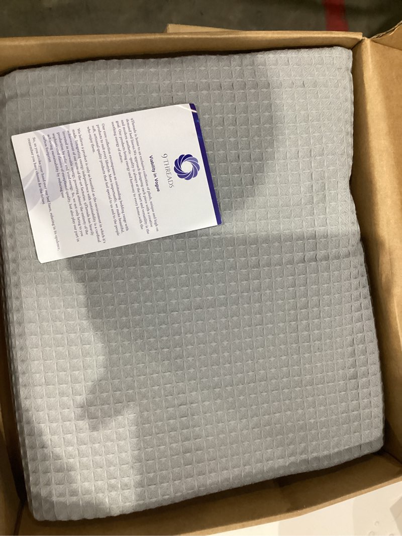 Condition photo showing As Is for GOTS Certified Organic Cotton Waffle Weave Blanket, King Bed Size,108"X90" Cozy Throw Blanket for Couch, Modern Home Decor, Throw Blankets,Waffle Blanket, Soft Bed Blankets -Scottish Grey King (U.S. Standard) Waffle - Scottish Grey
