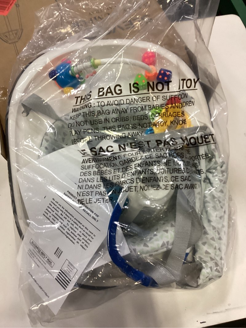 Condition photo showing Good Condition for Slevoo Baby Jumper, Baby Door Jumper with Bumper, Play Tray and Two Jingle Rattles Pine-Soft Geometric