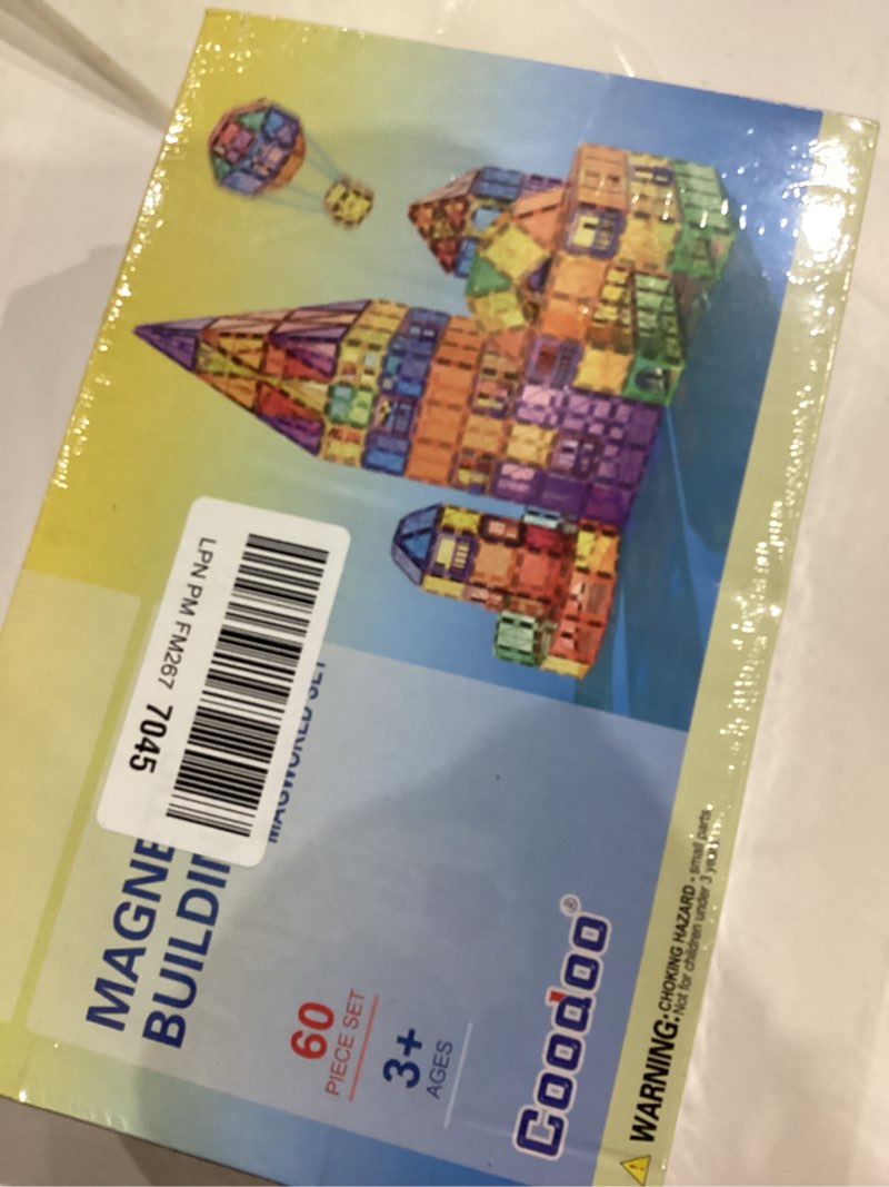 Condition photo showing Good Condition for Coodoo 60 PCS Magnetic Building Tiles Kids Toys STEM Magnetic Blocks Sensory Toys Kids Games Magnet Building Toy for Boys and Girls Aged 3+, Kid Brain Development Preschool Kindergarten Toddler Toy Magnetic Tiles Rainbow Theme Multicolor