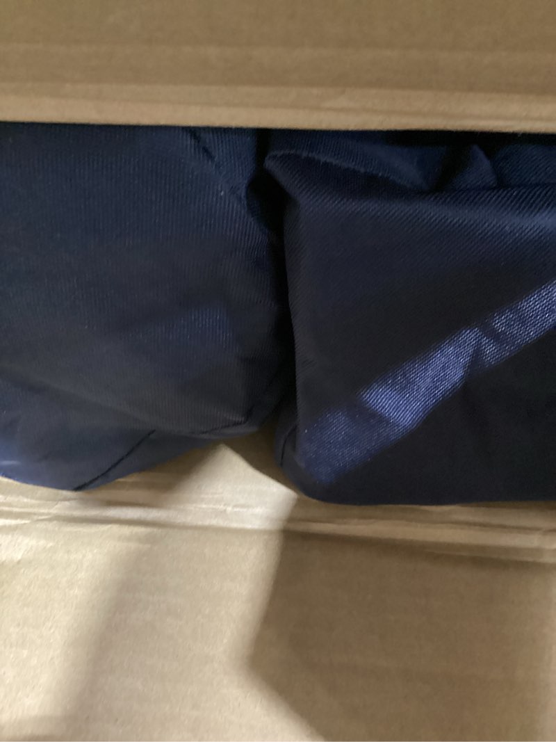 Condition photo showing New/Like New for high point sports oversized camping folding chair, heavy duty portable outdoor chair, foldable camp chair with cup holder and cooler bag support 450 lbs, 2 pack, dark blue twin pack dark blue