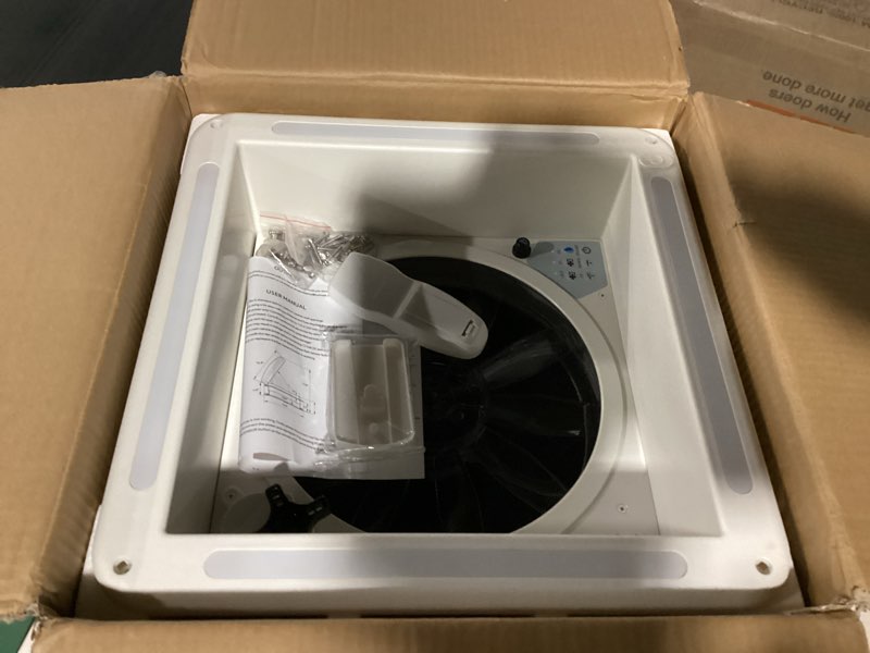 Condition photo showing New/Like New for upgraded remote control rv roof vent fan with led light, 12v dc 14" super quiet rv roof fan with rain sensor, 10-speed, reversible