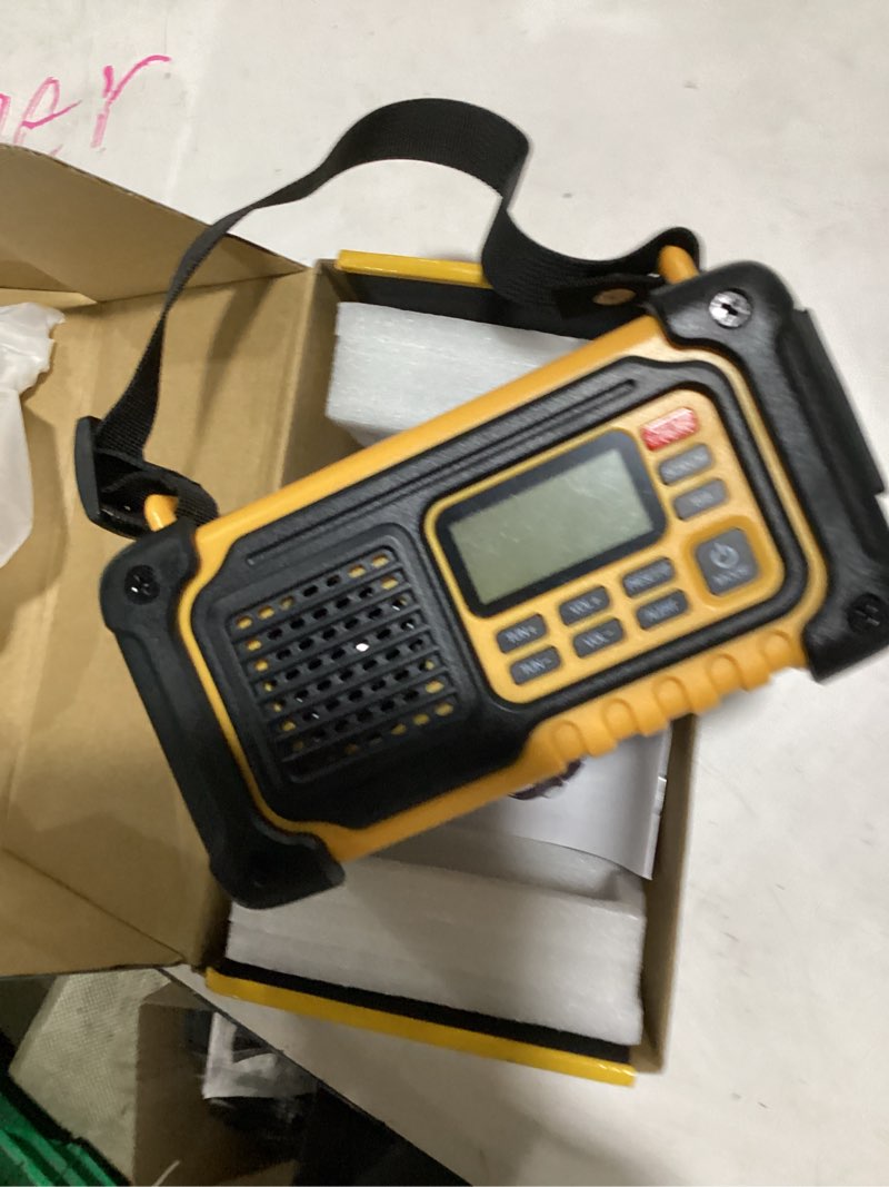 Condition photo showing New/Like New for emergency weather radio,10000mah noaa hand crank bluetooth speaker radio,portable am fm shortwave radio with large capacity, usb/solar/crank charge,battery operated, sos alarm & flashlight (yellow)
