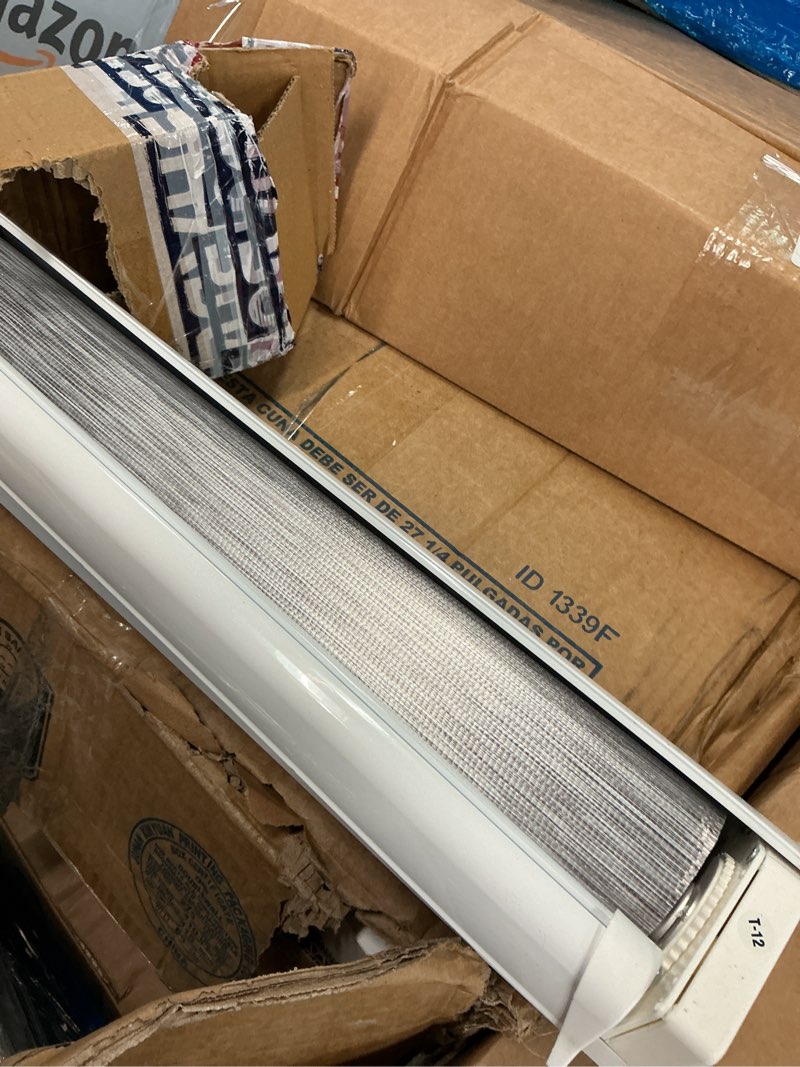 Condition photo showing As Is for cordless grey pulldown shade