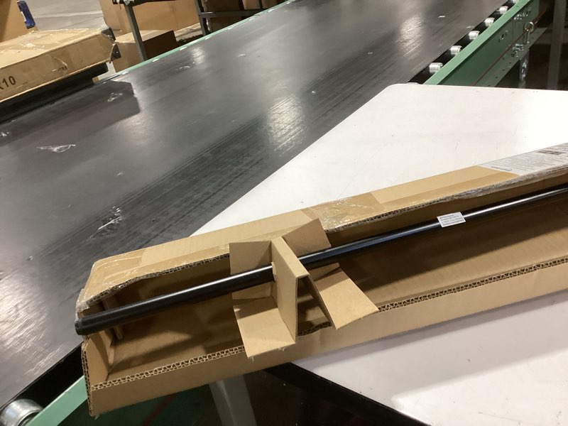 Condition photo showing As Is for Amazon Basics Room Darkening Blackout Curtain Rod for Bedroom and Living Room, Curved, Wraps Around, Blocks Light, for Heavy Curtains, 48" to 88", Black Black 48" to 88" Single Rod