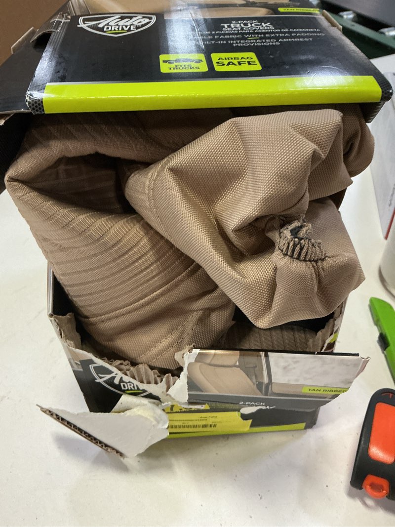 Condition photo showing Good Condition for auto drive 2piece truck seat cover polyester santos tan - universal fit  2202sc305-1