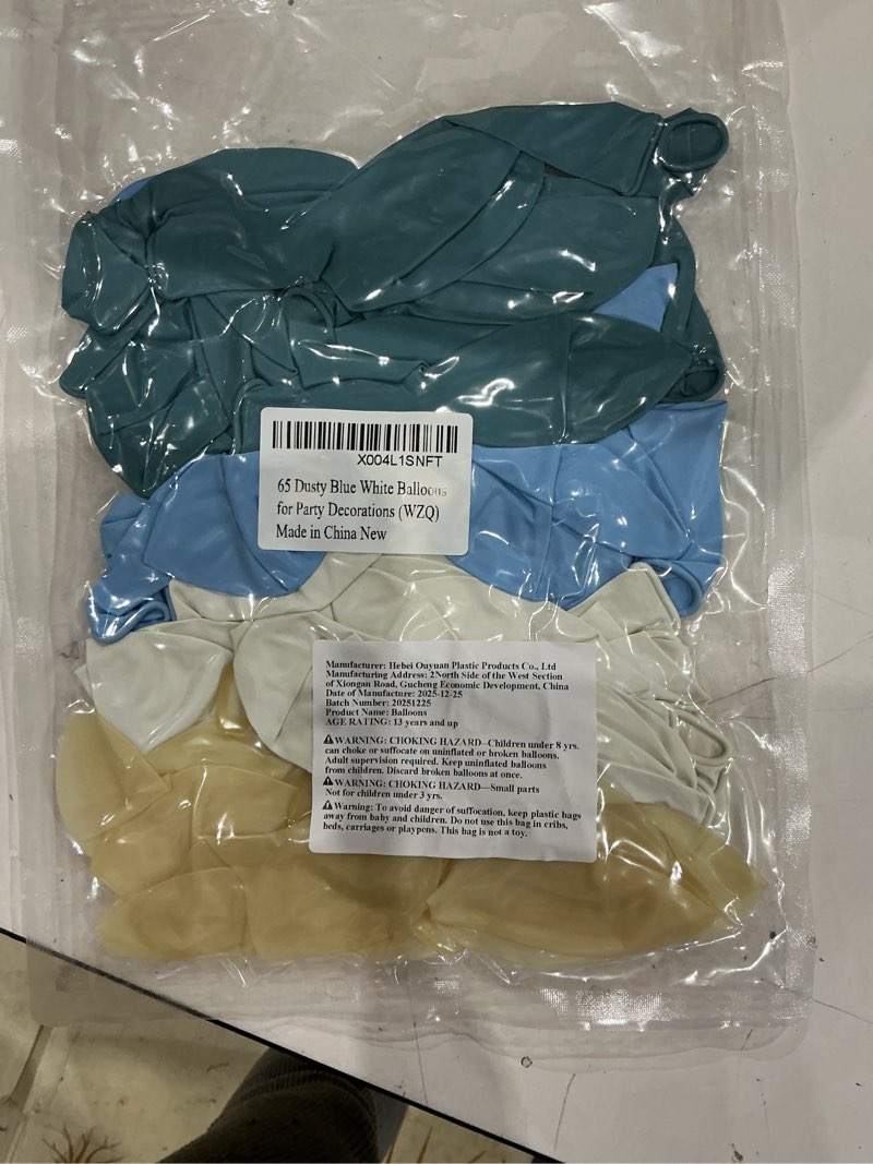 Condition photo showing Good Condition for 60pcs dusty blue balloons 12inch, blue and white balloons with clear balloon for gender reveal bridal baby shower birthday party decorations dusty blue white