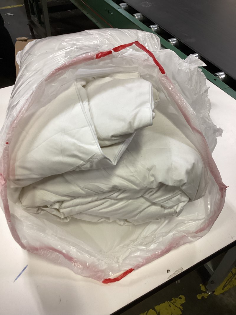 Condition photo showing As Is for Serta Goose Feather Down Fiber Cotton Comforter Queen Size - 100% Cotton Duvet Insert - Hotel Luxury Hypoallergenic Bedding Comforter All Season Medium Warmth 90 x 90 Inch White Full/Queen All Season