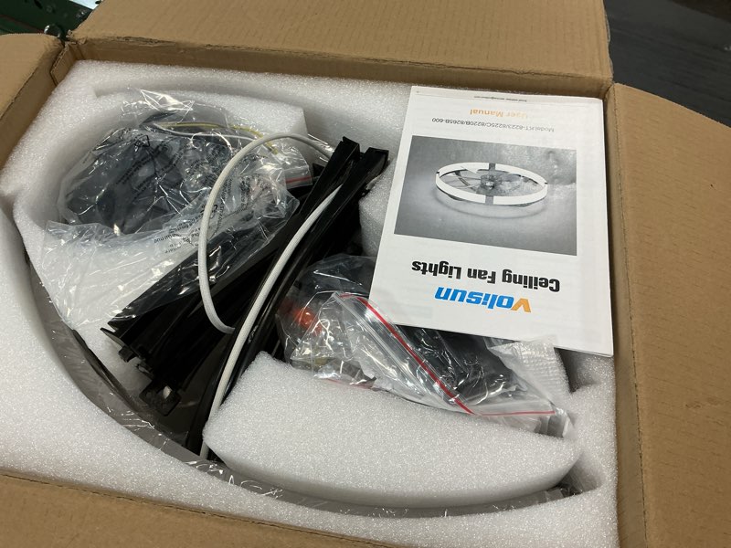 Condition photo showing Good Condition for volisun ceiling fans with lights and remote, 23.6in low profile ceiling fans with light, 3000k-6500k dimmable fandelier ceiling fan, black flush mount ceiling fan for bedroom black 23.6 inch