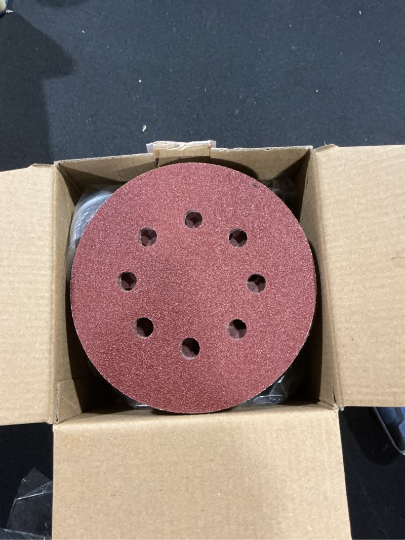 Condition photo showing Good Condition for Tshya 5 Pcs 5 inch 8 Holes Hook and Loop Backing Sponge Pad Soft Density Interface Pads Buffer Backing Cushion with 30 Pcs 5 inch Sanding Discs Include 100/150/180/240/320/400 Grit
